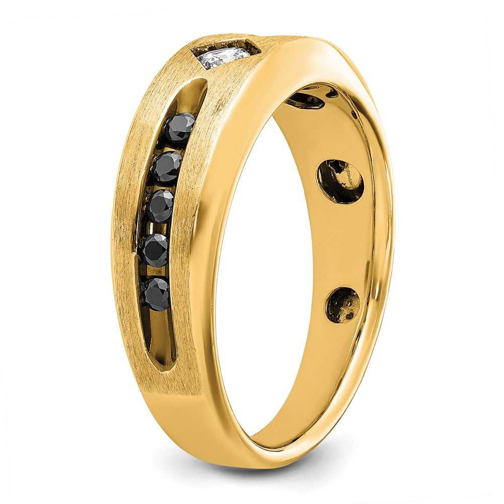 IBGoodman 10k Men's Polished Satin and Grooved Square Stone Center Ring Mounting