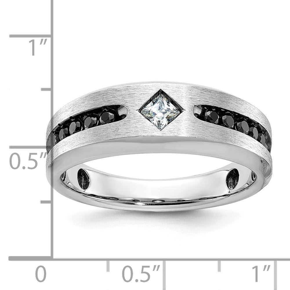 IBGoodman 10k Men's Polished Satin and Grooved Square Stone Center Ring Mounting