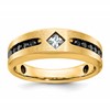IBGoodman 10k with Black Rhodium Polished Satin and Grooved 1/2 Carat A Quality Black and White Diamond Ring