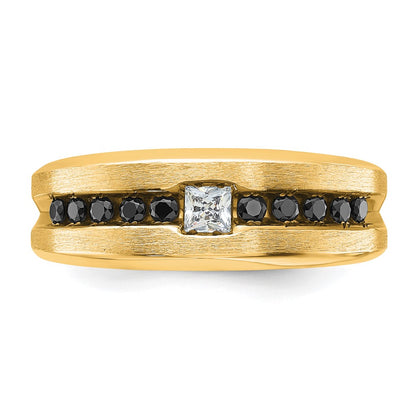 IB Goodman 10k and Black Rhodium Mens Polished and Brushed 1/2 carat Black and White Diamond Ring