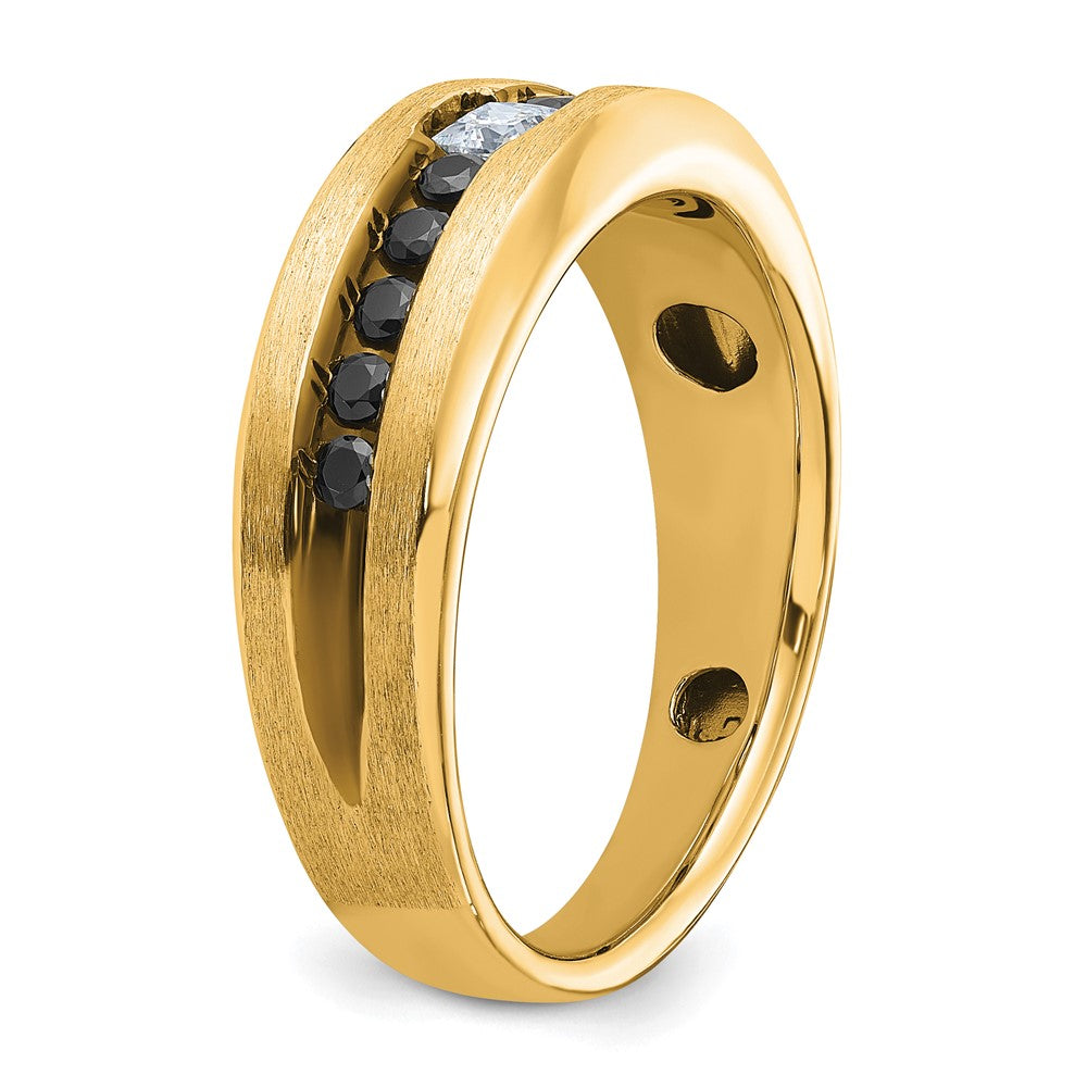 IB Goodman 10k and Black Rhodium Mens Polished and Brushed 1/2 carat Black and White Diamond Ring