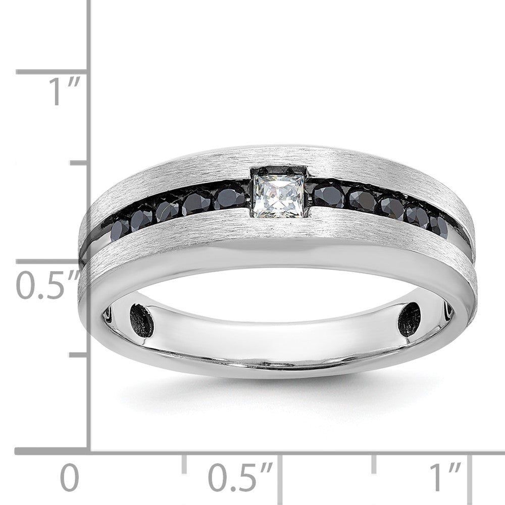 IB Goodman 10k and Black Rhodium Mens Polished and Brushed 1/2 carat Black and White Diamond Ring