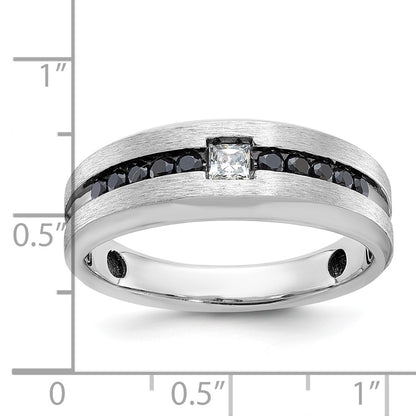 IB Goodman 10k and Black Rhodium Mens Polished and Brushed 1/2 carat Black and White Diamond Ring