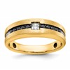 IB Goodman 10k and Black Rhodium Mens Polished and Brushed 1/2 carat Black and White Diamond Ring