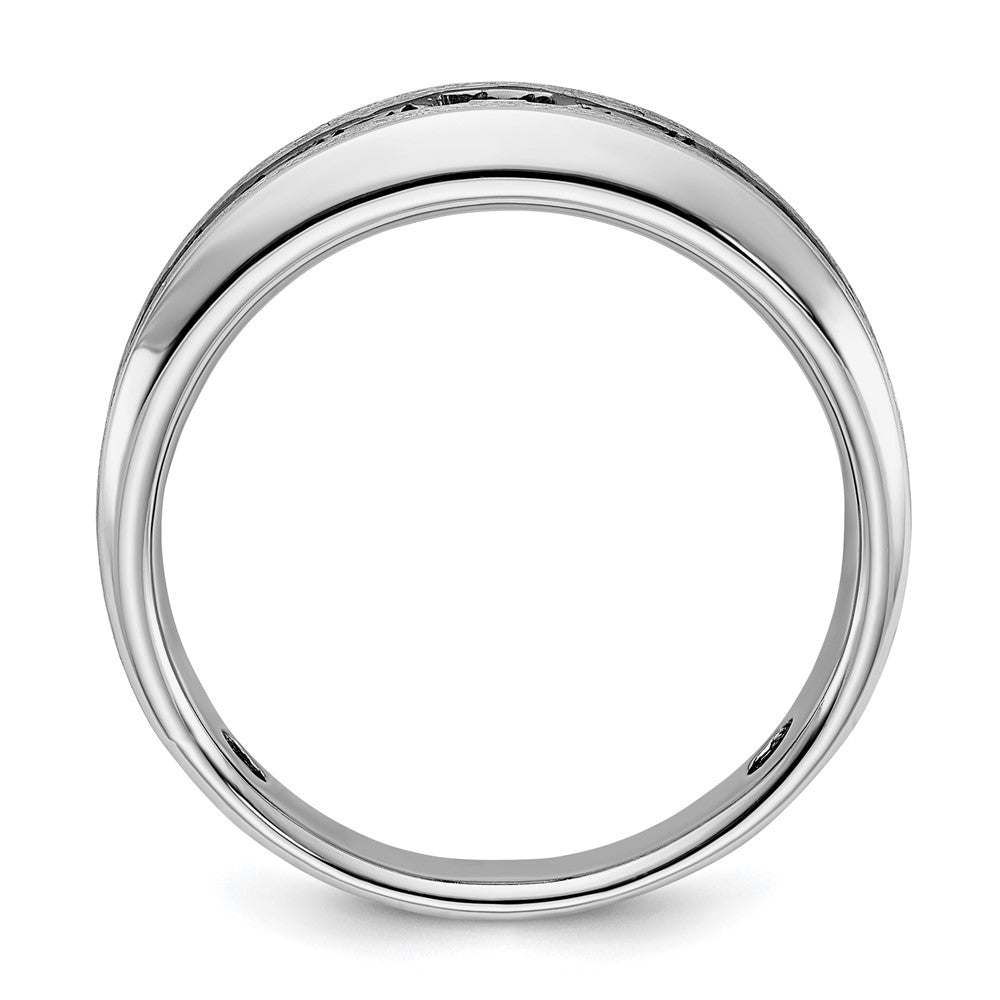 IB Goodman 14k White Gold with Black Rhodium Polished and Brushed Black and White Diamond Complete Mens Ring