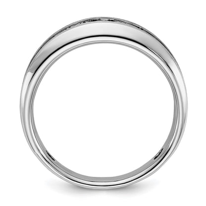 IB Goodman 14k White Gold with Black Rhodium Polished and Brushed Black and White Diamond Complete Mens Ring