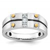 10k Two-tone IBGoodman Men's w/Black Rhod Satin Diamond Complete Ring
