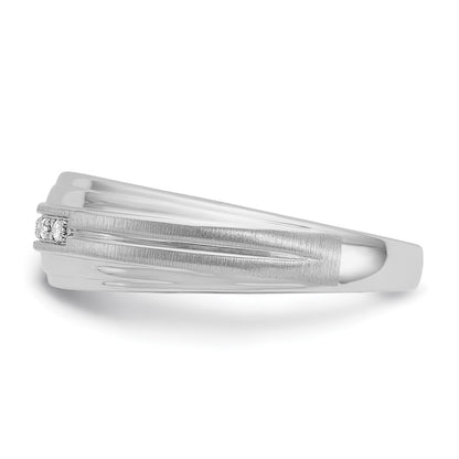 IB Goodman 10k White Gold Mens Polished Satin and Grooved Holds 5-1.3mm Stones Ring Mounting