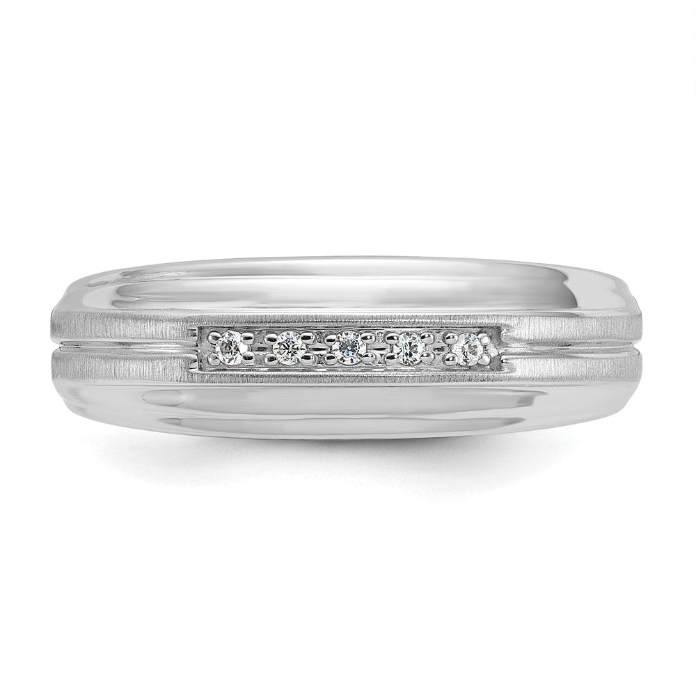 IB Goodman 10k White Gold Mens Polished Satin and Grooved Holds 5-1.3mm Stones Ring Mounting