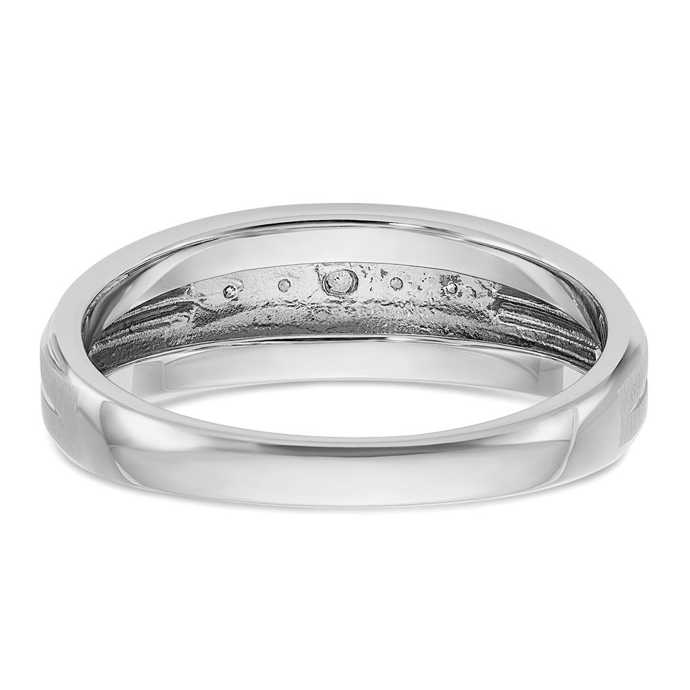 IBGoodman 10k White Gold Men's Polished Satin and Grooved 5-Stone 1/20 Carat A Quality Diamond Ring