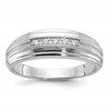 IBGoodman 10k White Gold Men's Polished Satin and Grooved 5-Stone Ring Mounting