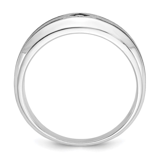 IB Goodman 10k White Gold and Black Rhodium Mens Satin 1/20 carat Diamond Complete Ring