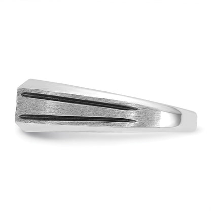 IB Goodman 10k White Gold and Black Rhodium Mens Satin 1/20 carat Diamond Complete Ring