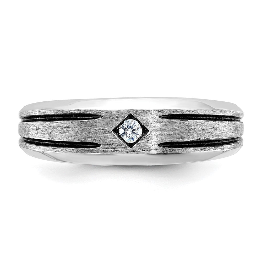 IB Goodman 10k White Gold and Black Rhodium Mens Satin 1/20 carat Diamond Complete Ring