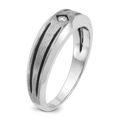 IB Goodman 10k White Gold and Black Rhodium Mens Satin 1/20 carat Diamond Complete Ring