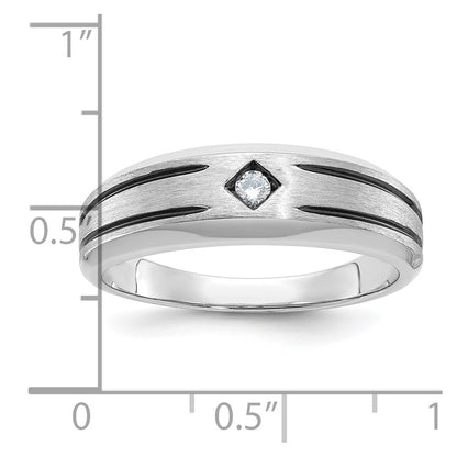 IB Goodman 10k White Gold and Black Rhodium Mens Satin 1/20 carat Diamond Complete Ring