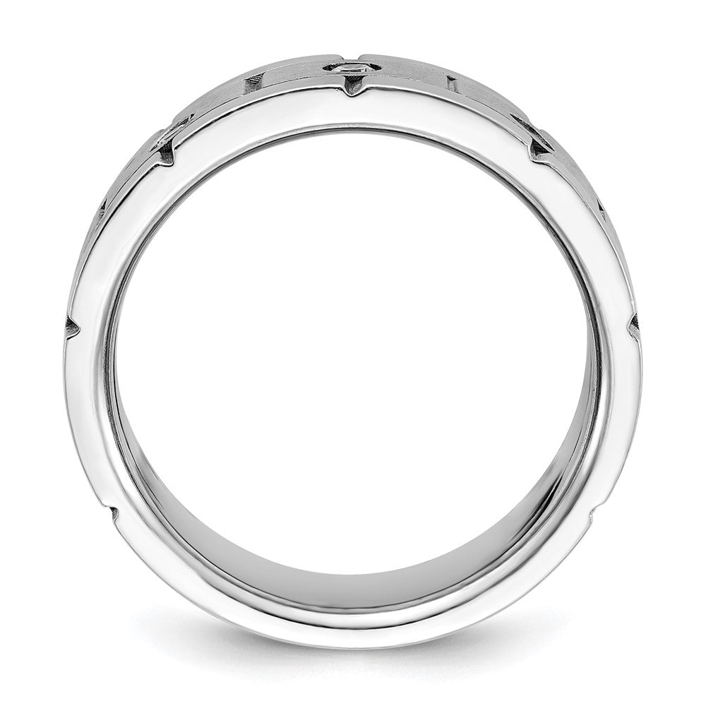 IBGoodman 14k White Gold Three Stone Polished Satin and Grooved Men's Ring Mounting