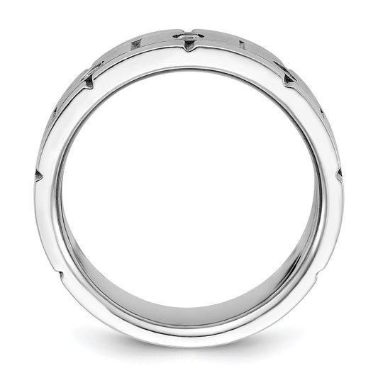 IBGoodman 14k White Gold Three Stone Polished Satin and Grooved Men's Ring Mounting