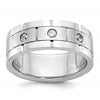IBGoodman 14k White Gold Three Stone Polished Satin and Grooved Men's Ring Mounting