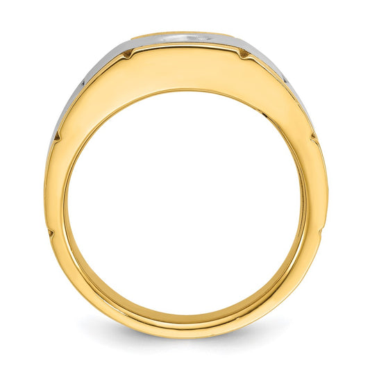 IB Goodman 10k Two-tone Mens Polished and Satin 1/4 carat Diamond Complete Ring