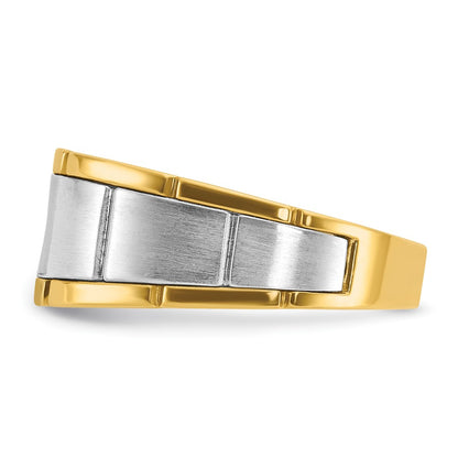 IB Goodman 10k Two-tone Mens Polished and Satin 1/4 carat Diamond Complete Ring
