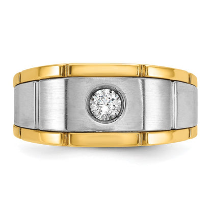 IB Goodman 10k Two-tone Mens Polished and Satin 1/4 carat Diamond Complete Ring