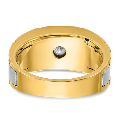 IB Goodman 10k Two-tone Mens Polished and Satin 1/4 carat Diamond Complete Ring