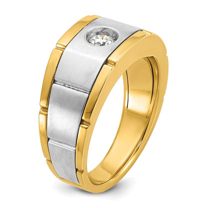 IB Goodman 10k Two-tone Mens Polished and Satin 1/4 carat Diamond Complete Ring