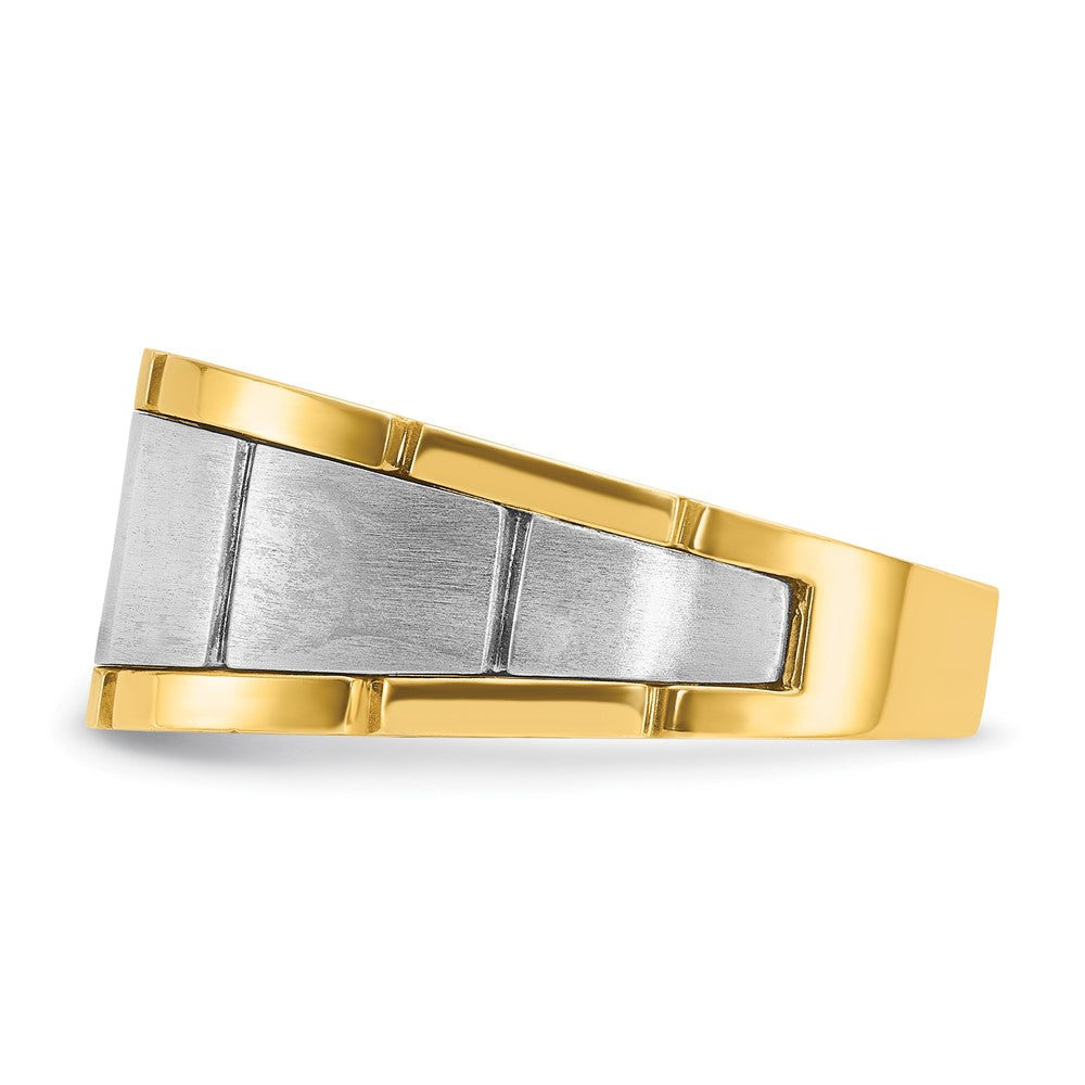 IBGoodman 10k Two-tone Men's Polished Satin and Grooved 1/2 Carat A Quality Diamond Ring