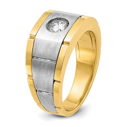 IB Goodman 10k Two-tone Mens Holds 5.0mm Round Stone Ring Mounting