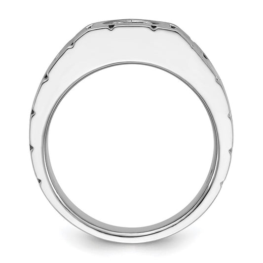True Origin IBGoodman 14k White Gold 1 carat Lab Grown Diamond VS/SI+ G+ Complete Polished and Satin Men's Ring