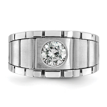 True Origin IBGoodman 14k White Gold 1 carat Lab Grown Diamond VS/SI+ G+ Complete Polished and Satin Men's Ring