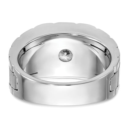 True Origin IBGoodman 14k White Gold 1 carat Lab Grown Diamond VS/SI+ G+ Complete Polished and Satin Men's Ring