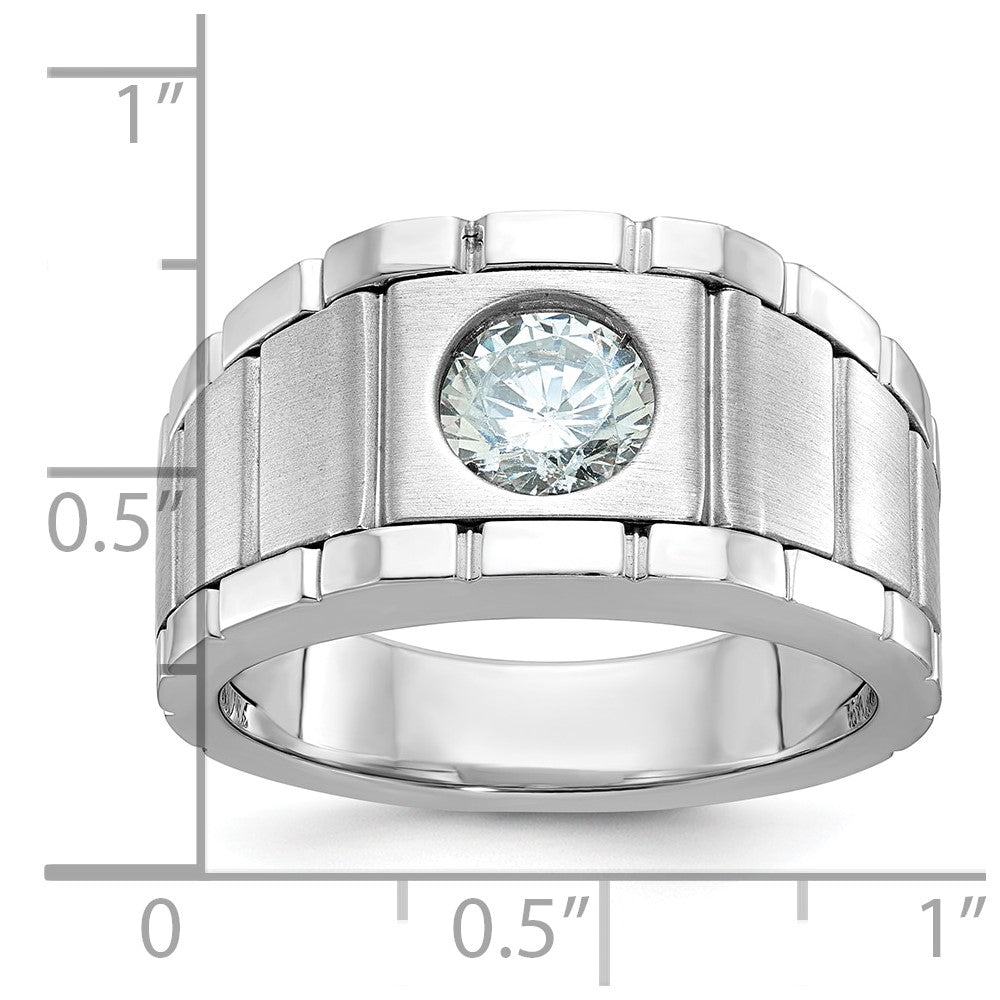 True Origin IBGoodman 14k White Gold 1 carat Lab Grown Diamond VS/SI+ G+ Complete Polished and Satin Men's Ring