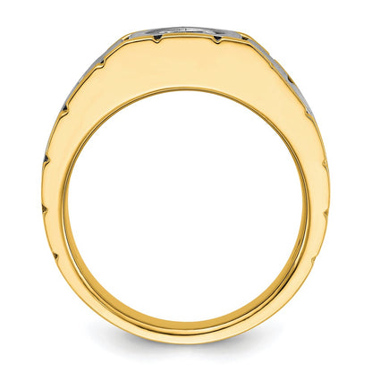 True Origin IBGoodman 14k Two-tone 1 carat Lab Grown Diamond VS/SI+ G+ Complete Polished and Satin Men's Ring