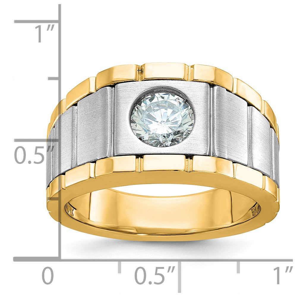 True Origin IBGoodman 14k Two-tone 1 carat Lab Grown Diamond VS/SI+ G+ Complete Polished and Satin Men's Ring