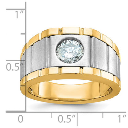 True Origin IBGoodman 14k Two-tone 1 carat Lab Grown Diamond VS/SI+ G+ Complete Polished and Satin Men's Ring