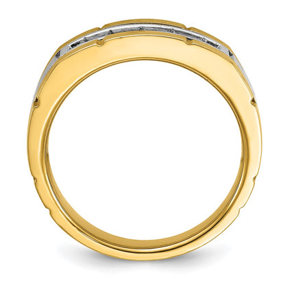 IBGoodman 14k Two-tone 1/2 carat Lab Grown Diamond VS/SI+ G+ Five Stone Complete Polished and Satin Men's Ring