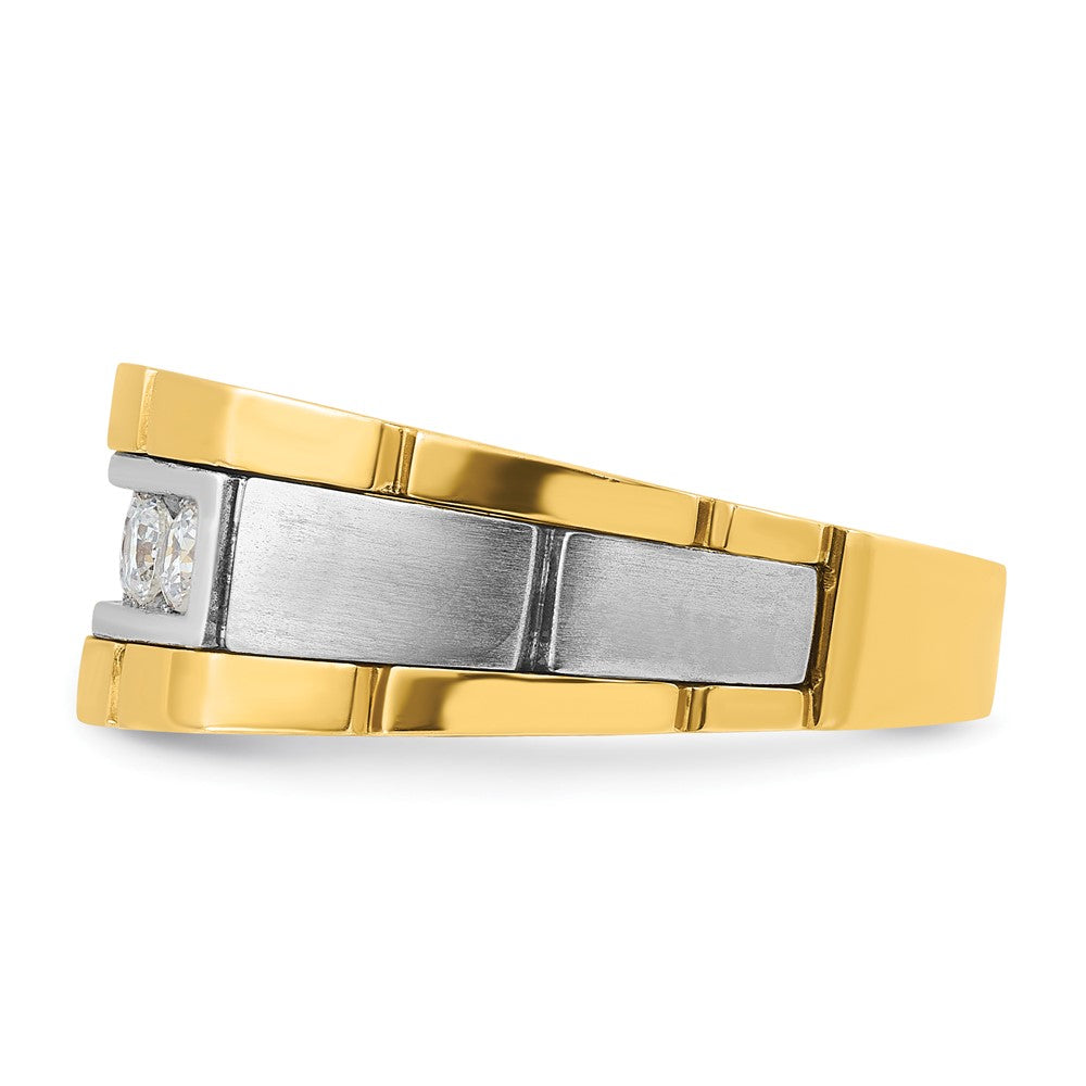 IBGoodman 14k Two-tone 1/2 carat Lab Grown Diamond VS/SI+ G+ Five Stone Complete Polished and Satin Men's Ring