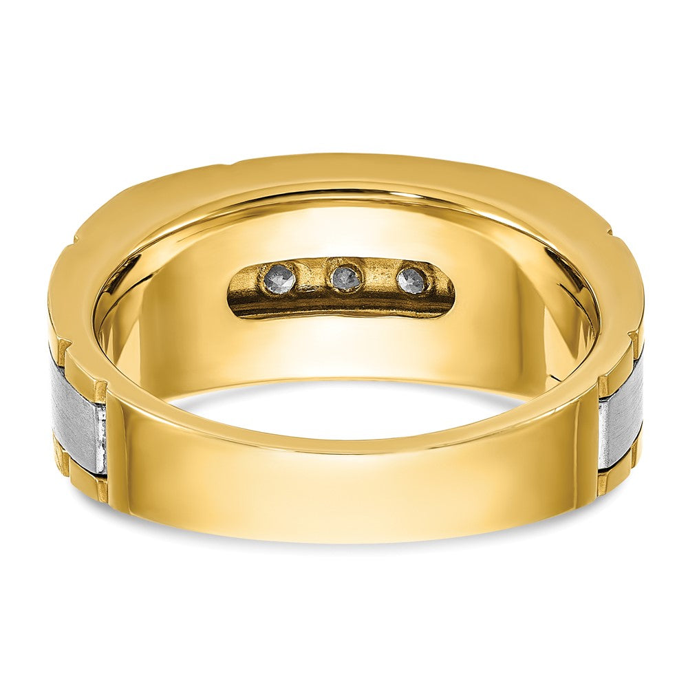 IBGoodman 14k Two-tone 1/2 carat Lab Grown Diamond VS/SI+ G+ Five Stone Complete Polished and Satin Men's Ring