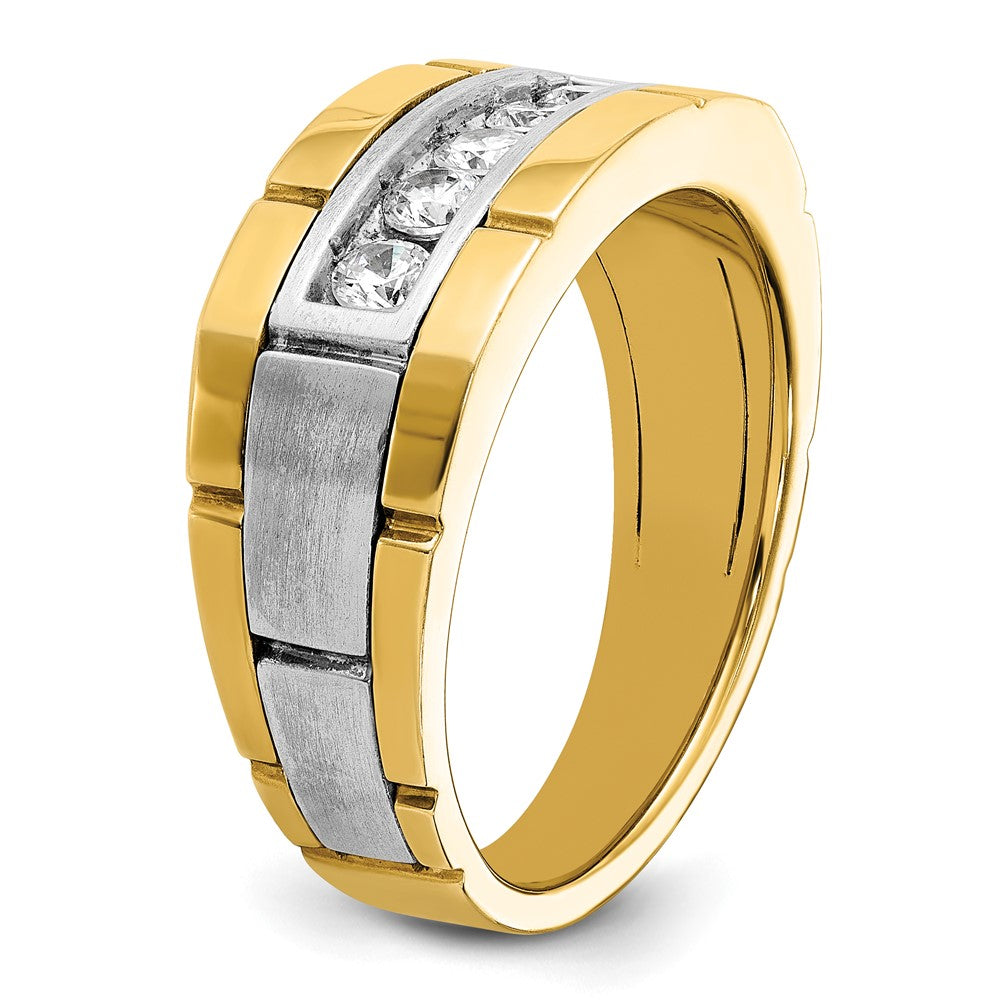 IBGoodman 14k Two-tone 1/2 carat Lab Grown Diamond VS/SI+ G+ Five Stone Complete Polished and Satin Men's Ring