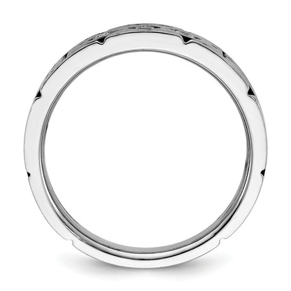 IBGoodman 14k Two-tone Men's Polished Satin and Grooved 3-Stone 1/4 Carat AA Quality Diamond Ring