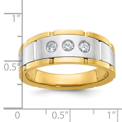 IBGoodman 14k Two-tone Three Stone Prong Set Men's Ring Mounting