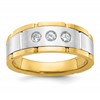 IBGoodman 14k Two-tone Men's Polished Satin and Grooved 3-Stone 1/4 Carat AA Quality Diamond Ring