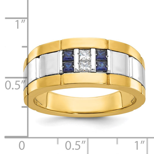 IB Goodman 10k Two-tone Mens Polished and Grooved Gemstone and Diamond Ring Mounting