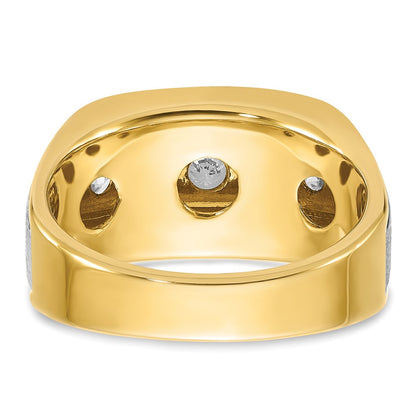 IBGoodman 10k Two-tone Men's Polished Satin and Grooved 5-Stone 1 Carat A Quality Diamond Ring