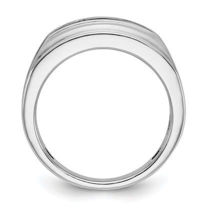 IBGoodman 10k White Gold with Black Rhodium Men's Polished Satin and Grooved 5-Stone 1/2 Carat A Quality Diamond Ring