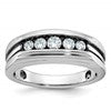 IB Goodman 10k White Gold Mens Polished/Satin/Grooved Holds 1-3.4mm/2-3.0mm/2-2.7mm Stones Ring Mounting