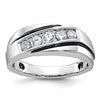 IB Goodman 14k White Gold Polished Satin and Grooved 5-Stone Mens Ring Mounting