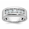 IBGoodman 14k White Gold 1 carat Lab Grown Diamond VS/SI+ G+ Five Stone Complete Polished and Satin Men's Ring